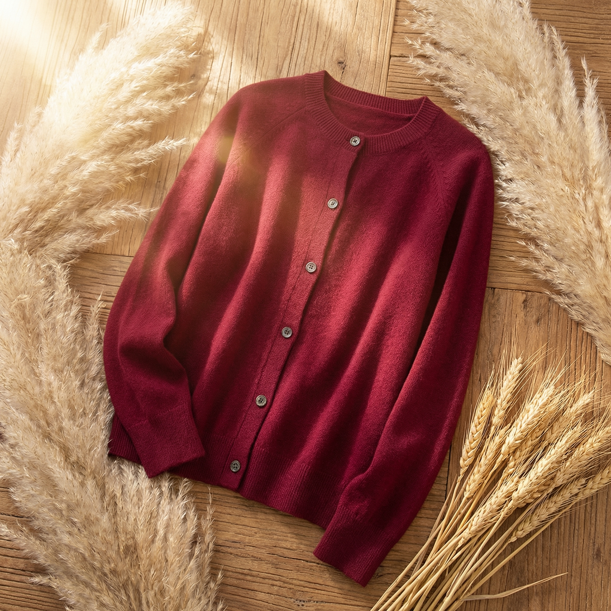Women's Merino Wool Cardigan – classic long sleeve – product view 5