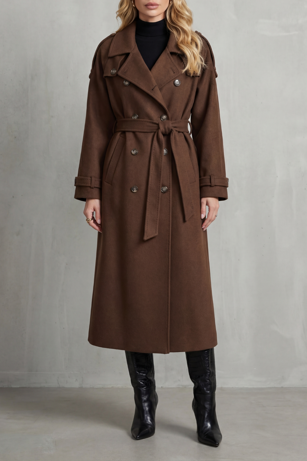 Women's Oversized Wool Trench Coat – The Penelope-Iris – image 1 – Huna