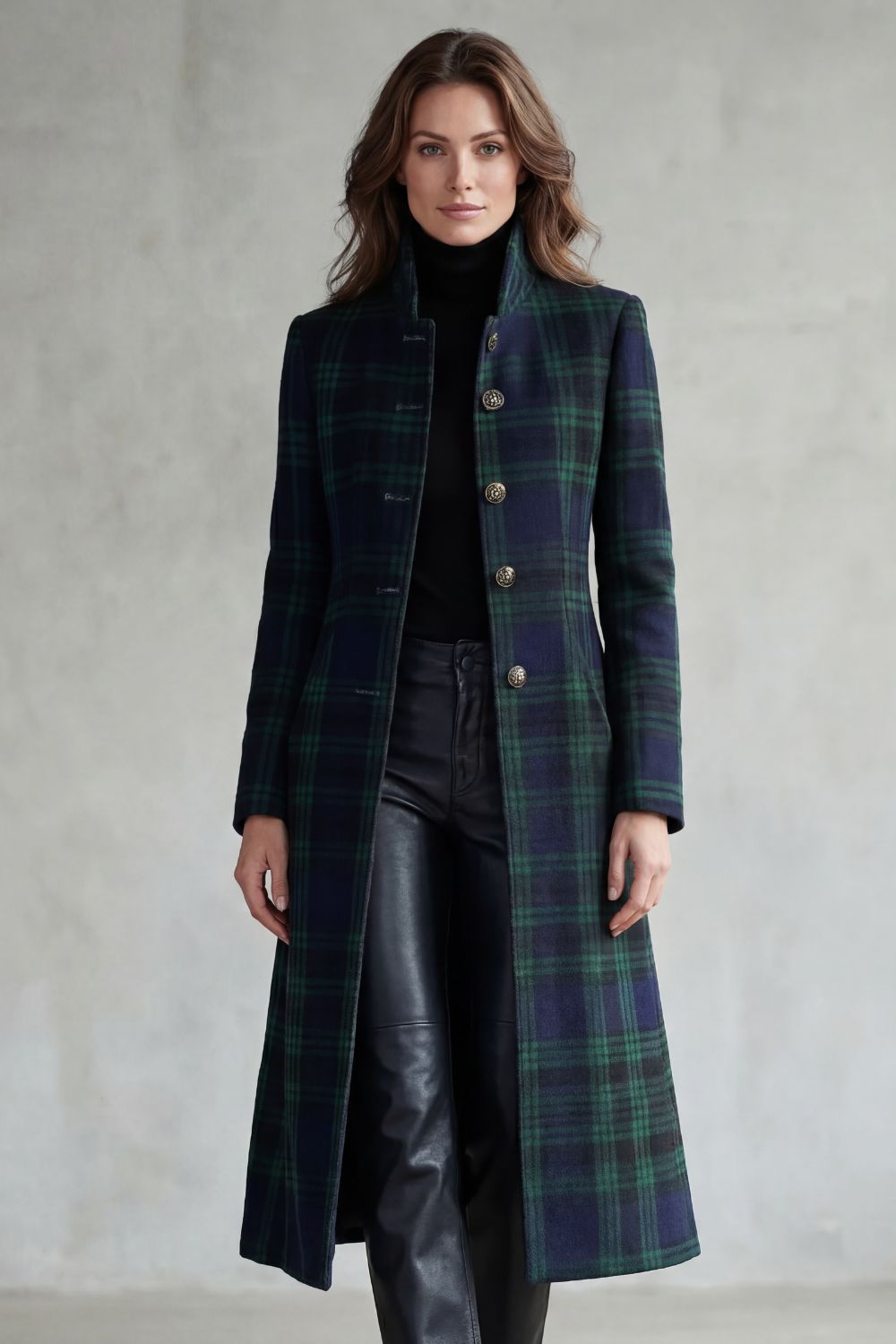 Women's Checked Wool Blend Coat – The Odessa-June – image 2 – Huna