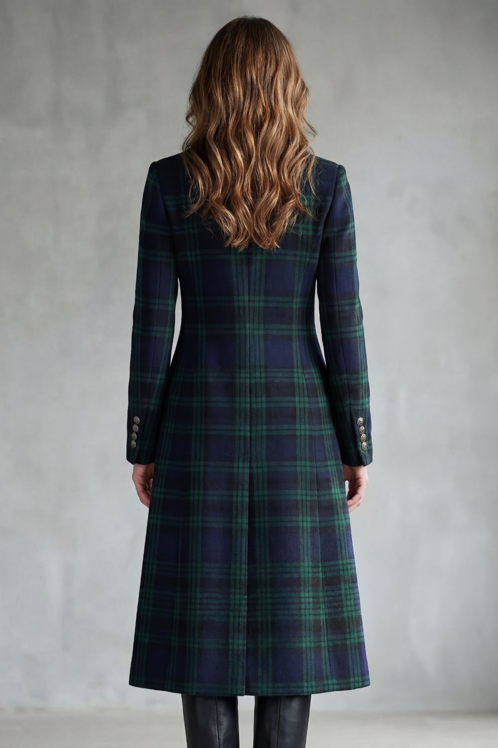 Women's Checked Wool Blend Coat – The Odessa-June – image 4 – Huna