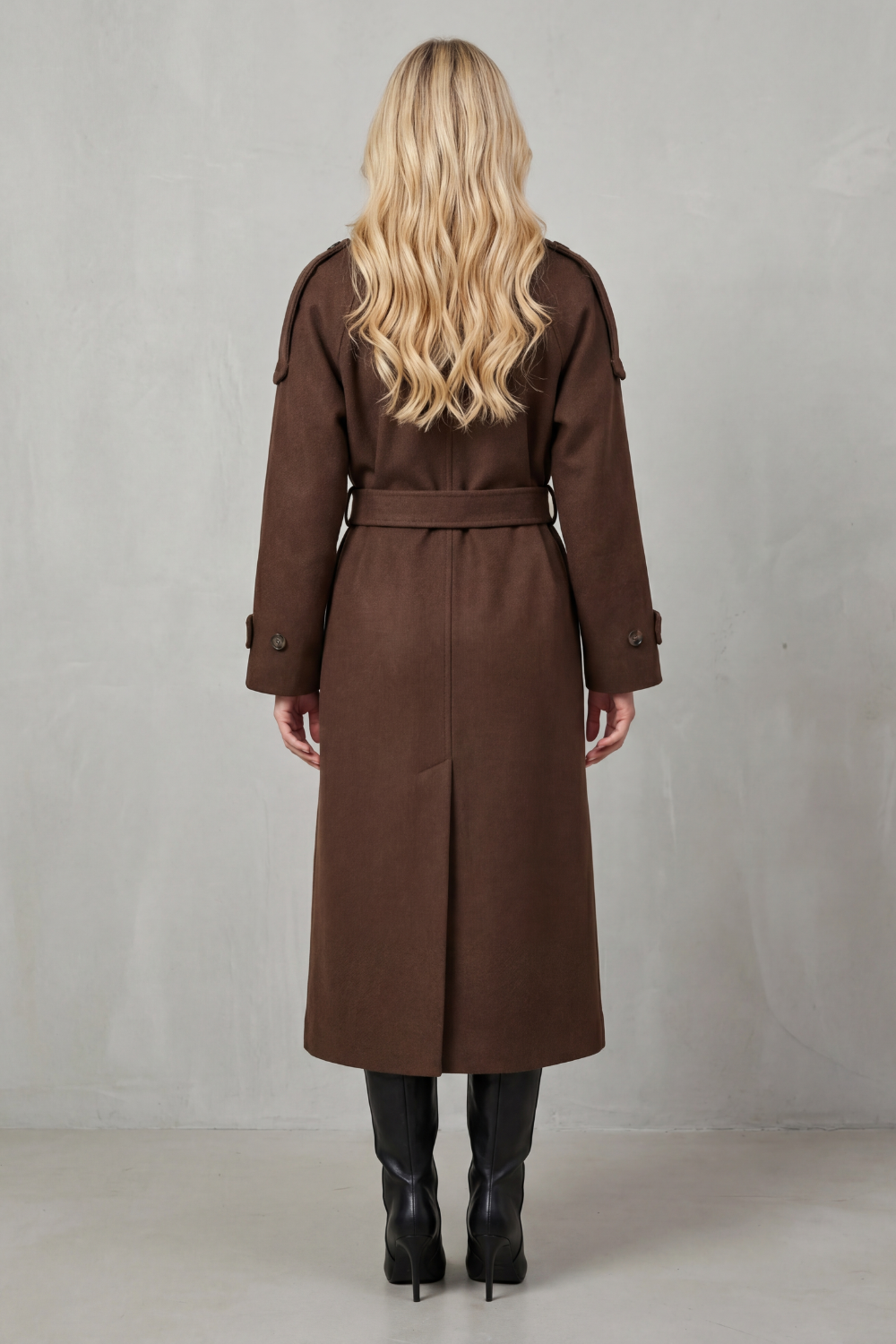 Women's Oversized Wool Trench Coat – The Penelope-Iris – image 4 – Huna