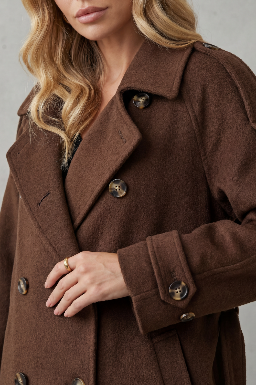 Women's Oversized Wool Trench Coat – The Penelope-Iris – image 5 – Huna