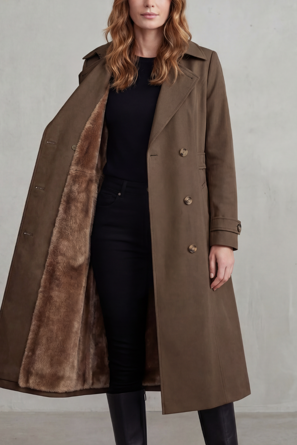 Women's faux fur trench – The Ginevra by Huna – view 11