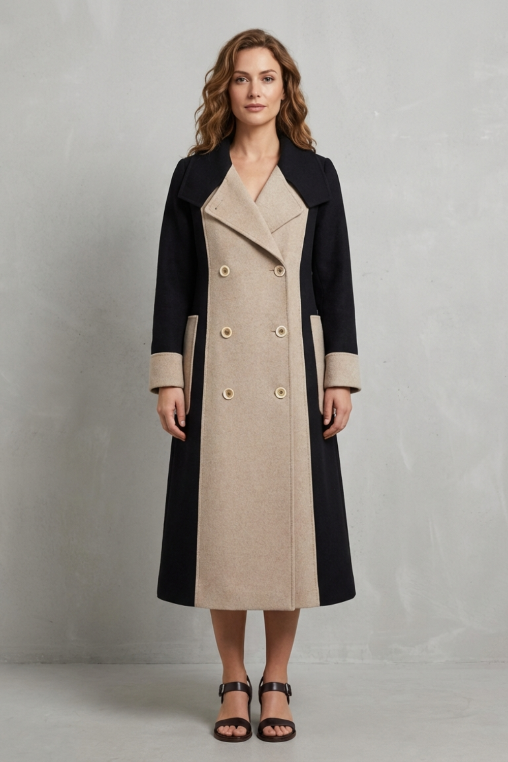 Women's Contrast Wool Blend Coat – The Seraphina-Joy – image 2 – Huna