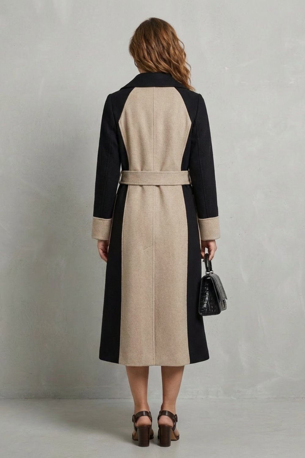 Women's Contrast Wool Blend Coat – The Seraphina-Joy – image 4 – Huna