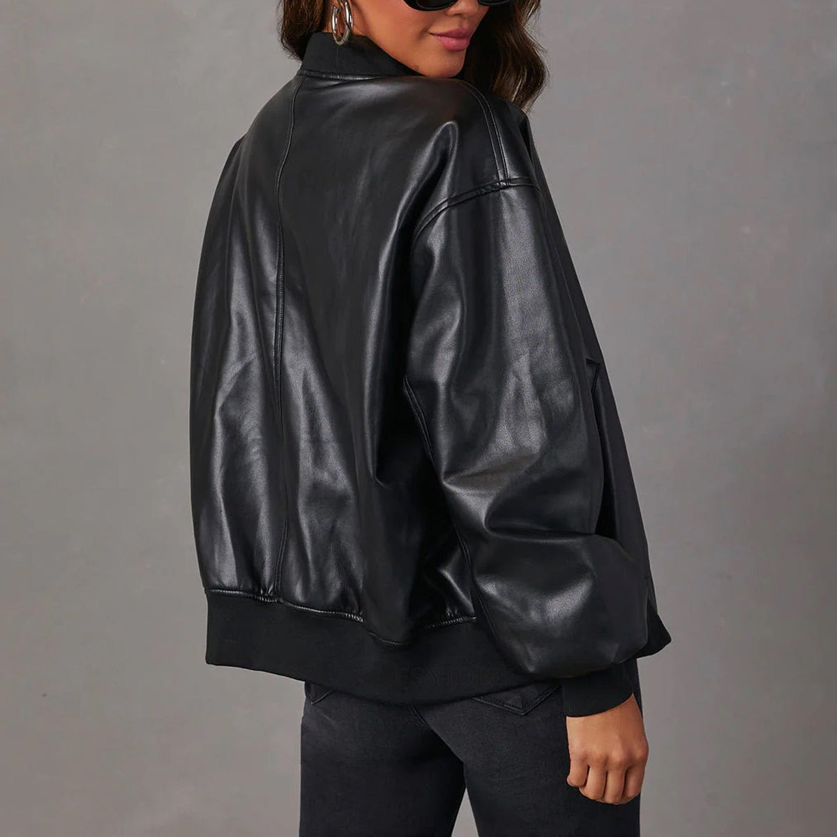 Women's Vegan Leather Bomber UK – relaxed fit, view 5