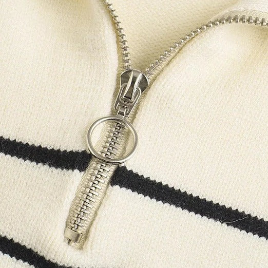 Women's Striped Half Zip Jumper UK – relaxed knit, view 2