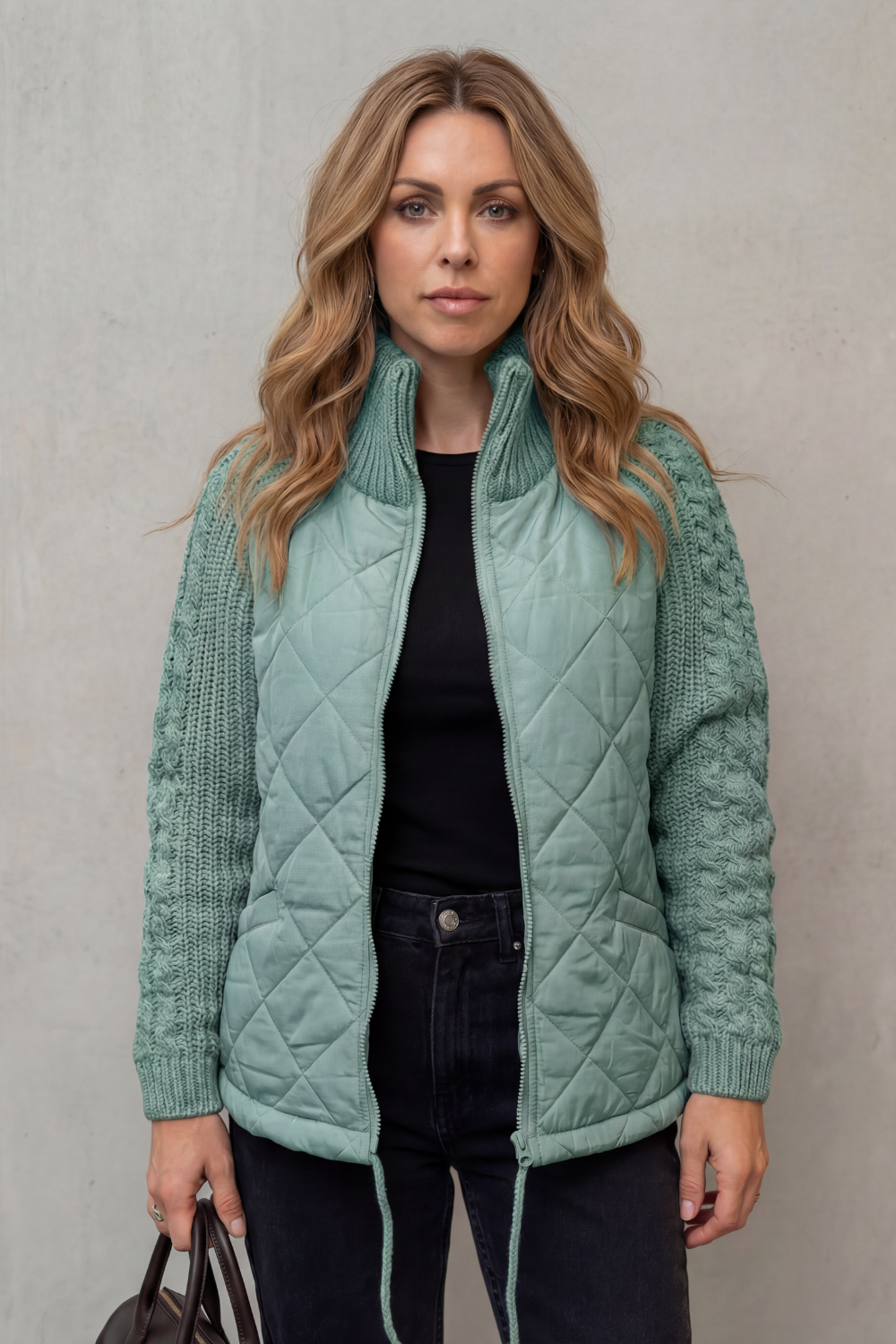 Women's Knit-Sleeve Puffer Jacket – The Winona-Jade – image 11 – Huna