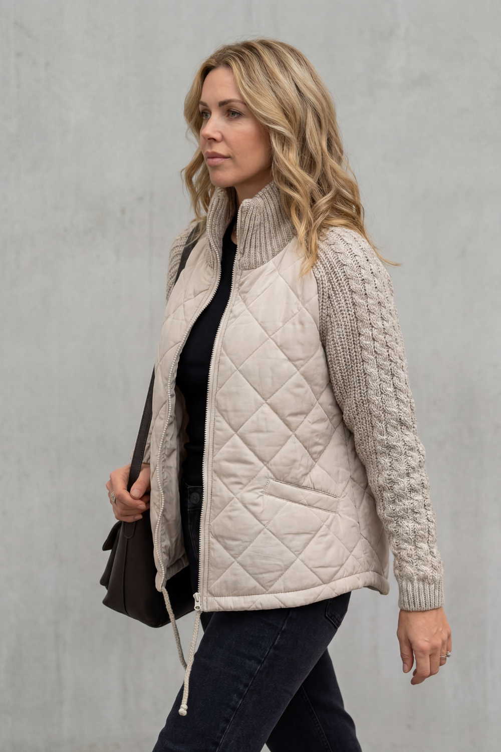 Women's Knit-Sleeve Puffer Jacket – The Winona-Jade – image 3 – Huna