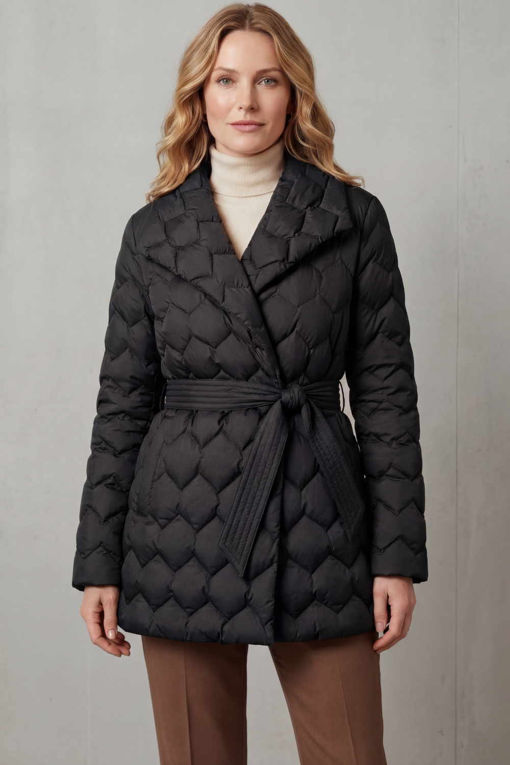 Women's Belted Puffer Jacket – The Zinnia-Mae – image 6 – Huna