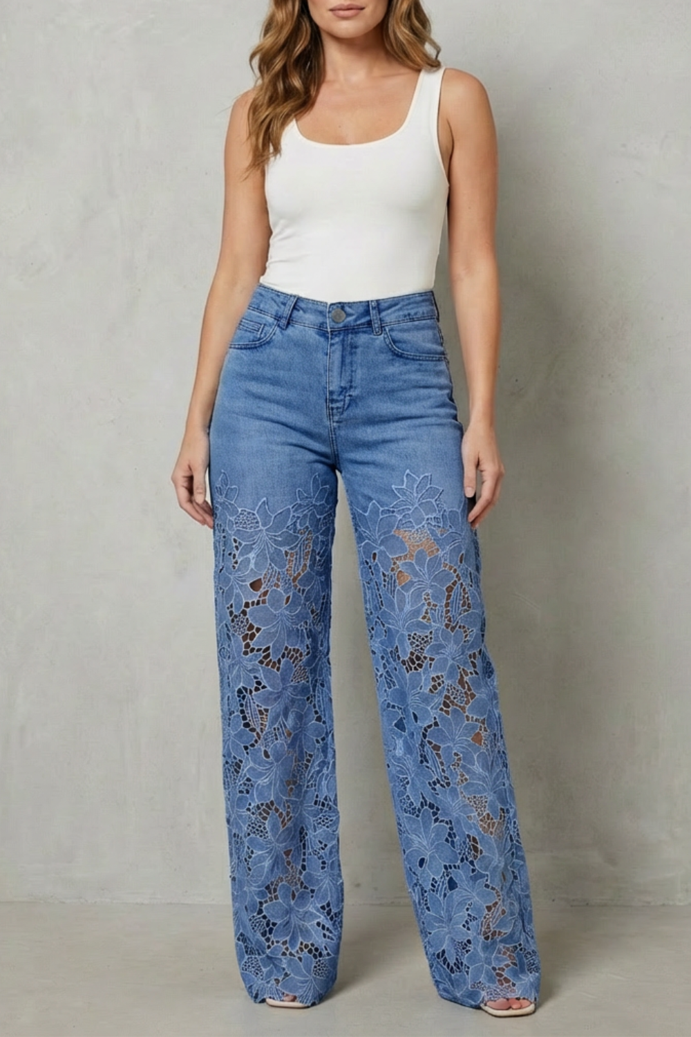Women's Floral Wide Leg Jeans – The Thessalise, view 5