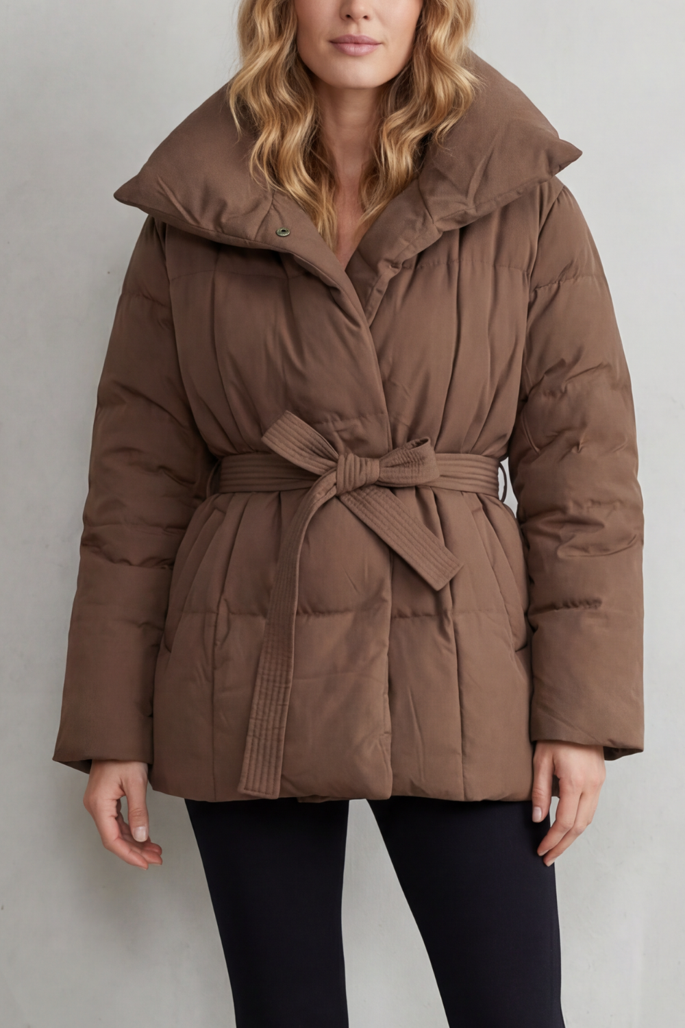 Women's Belted Puffer Coat – The Cressida-June – image 1 – Huna