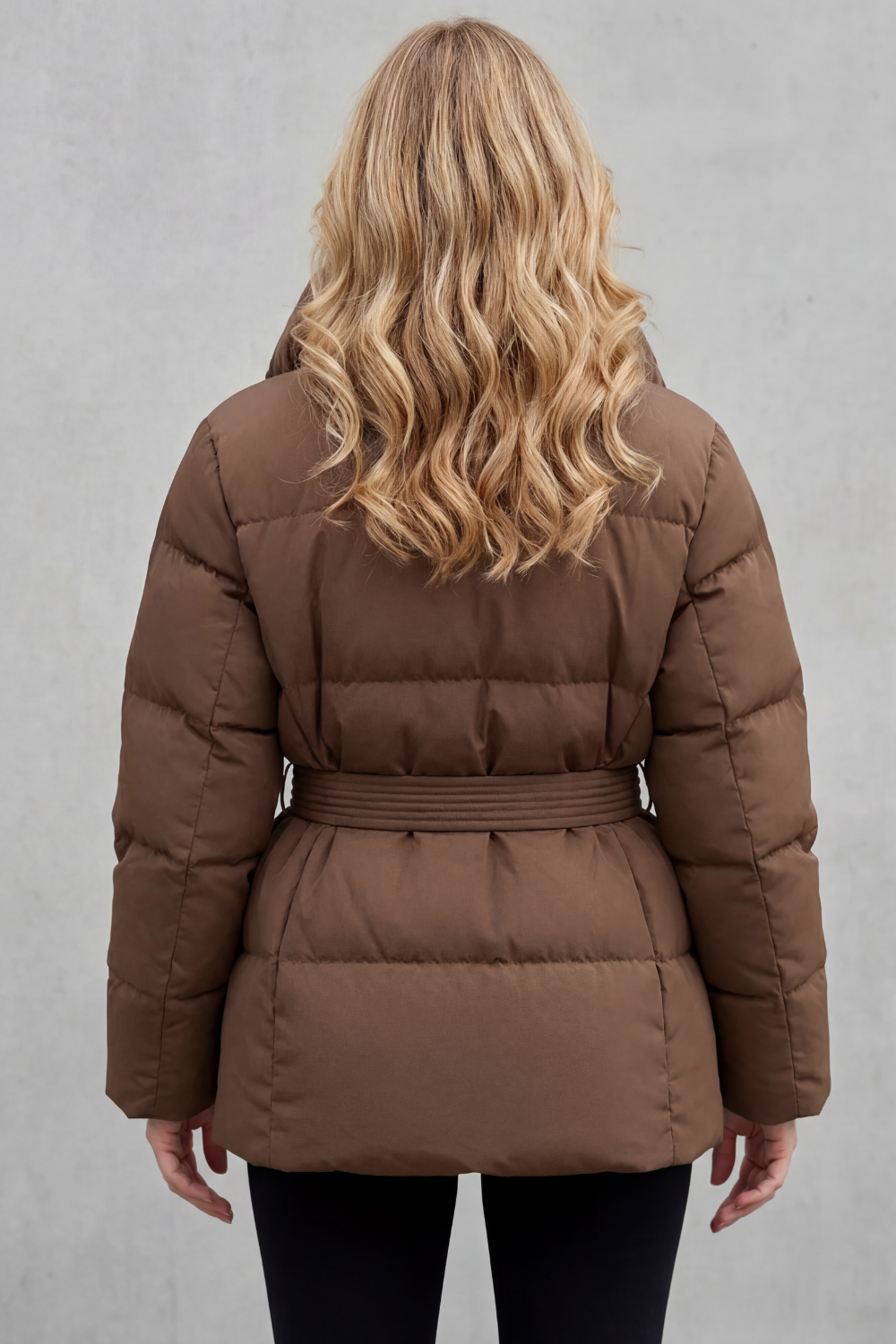 Women's Belted Puffer Coat – The Cressida-June – image 3 – Huna