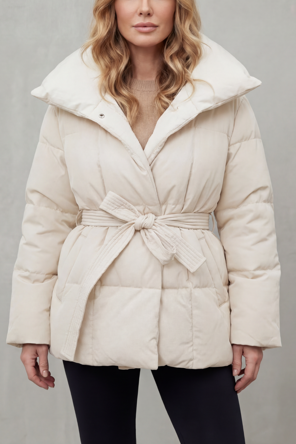 Women's Belted Puffer Coat – The Cressida-June – image 5 – Huna