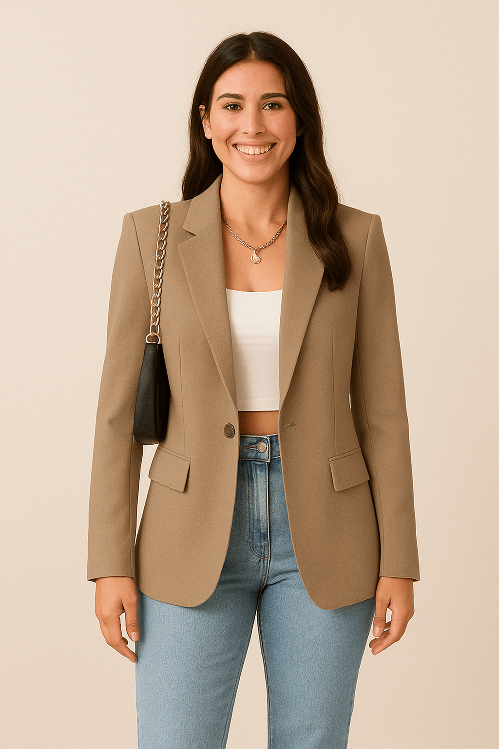 Women's Tailored Black Blazer – Elegant Layered Cocktail | The Guinevere | Huna
