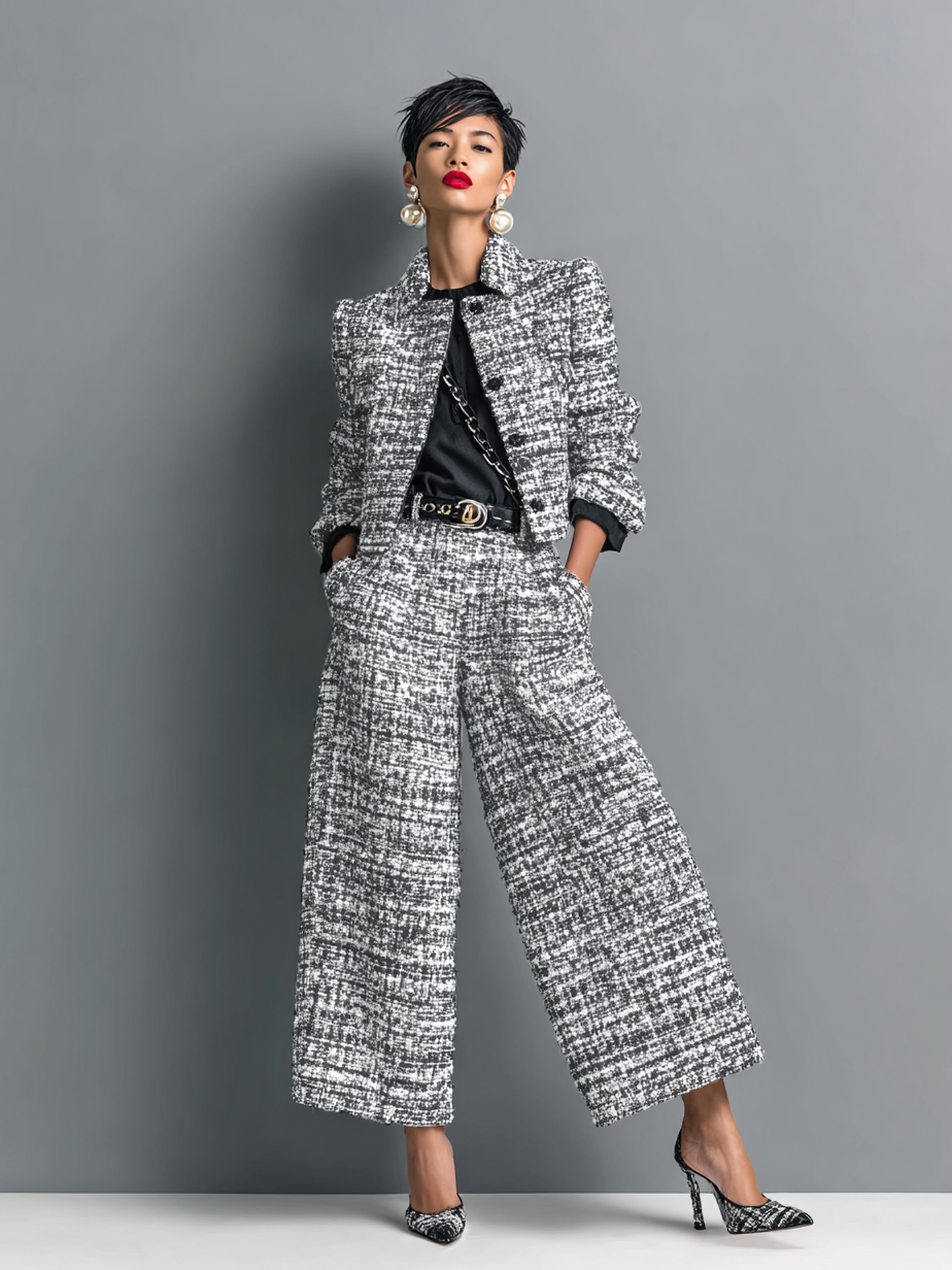 Women's Tweed Two Piece Set UK – business style, view 2