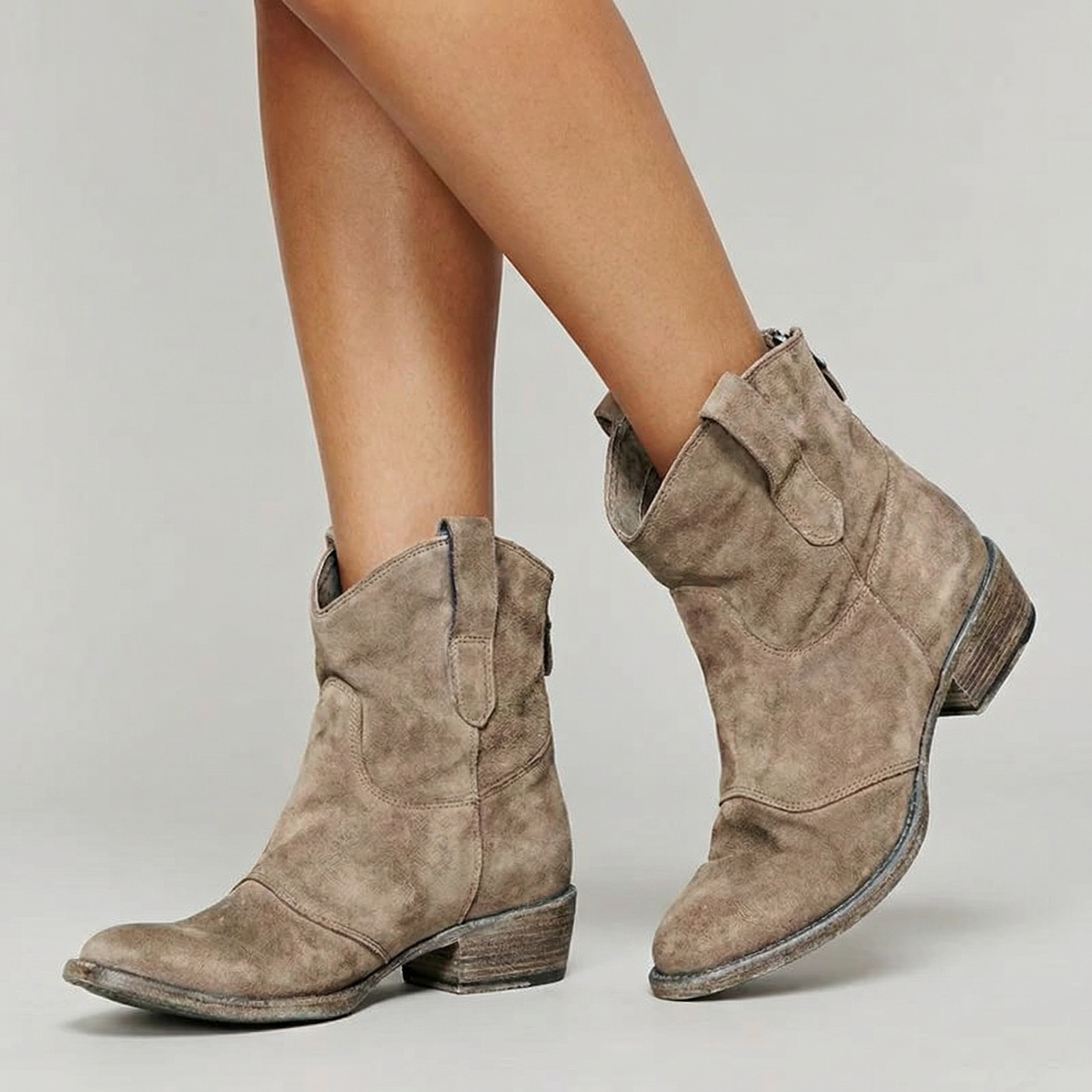 Women's Western Ankle Boots – pointed toe stitch detail, view 1 | The Briseis | Huna