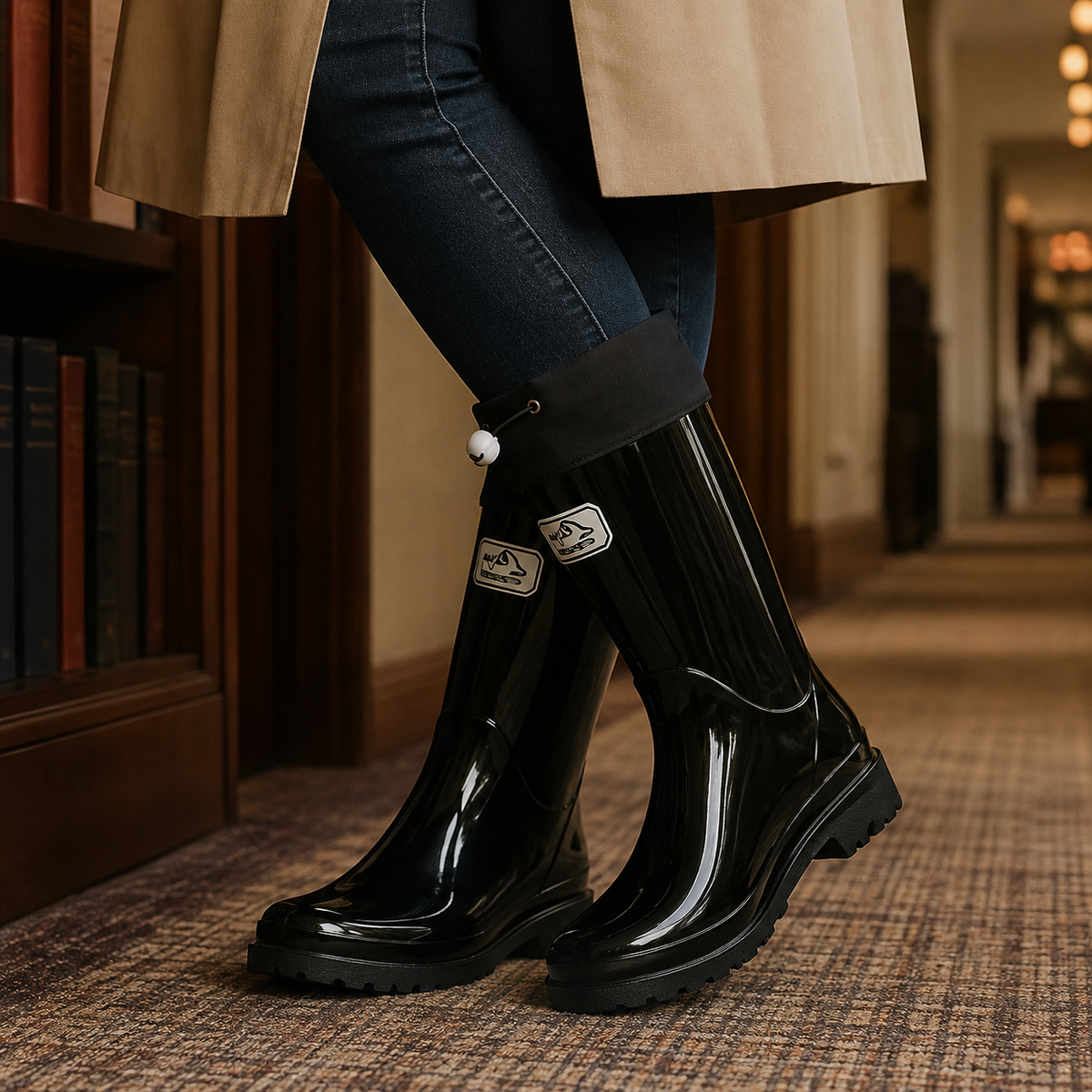 Women's Drawstring Rain Boots UK – weather ready, view 1