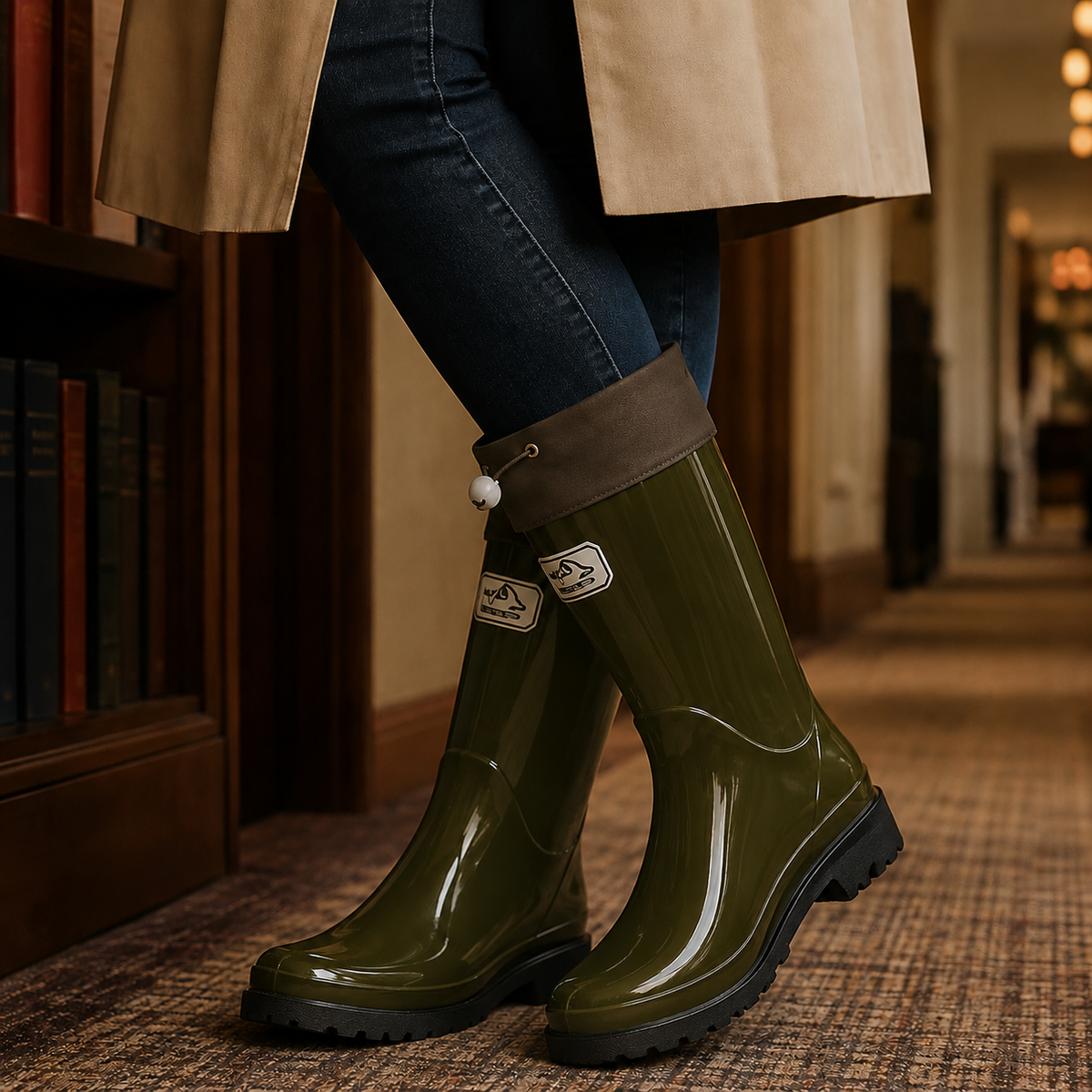 Women's Drawstring Rain Boots UK – weather ready, view 6