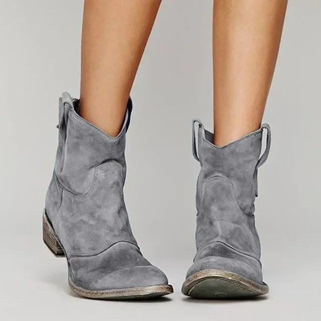 Women's Western Ankle Boots – pointed toe stitch detail, view 5 | The Briseis | Huna