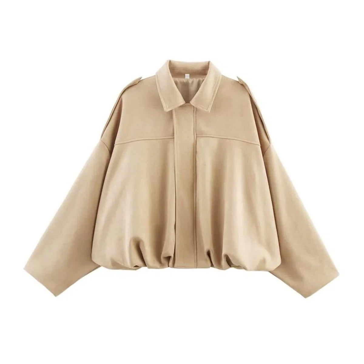 Women's Oversized Suede Bomber in brown – The Zarelle styled view 1