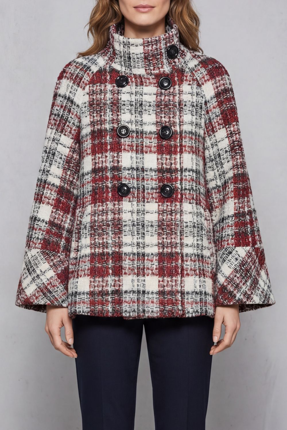 Women's Checked Wool Cape Coat – The Romilly-Faye – image 1 – Huna