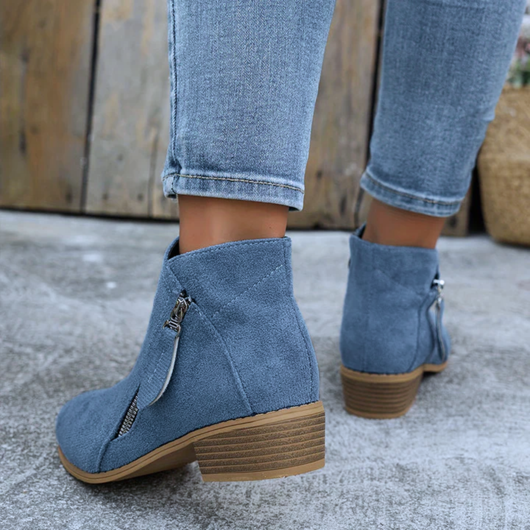 Women's Comfort Zip Ankle Boots – cushioned everyday fit, view 2 | The Araminta | Huna