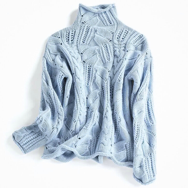 Women's Cashmere Cable Knit Jumper – deep turtleneck – product view 1