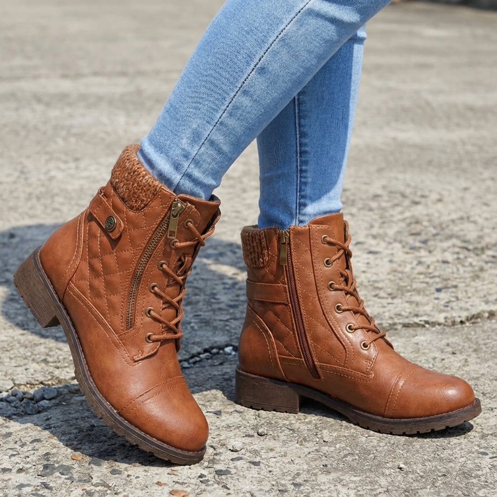 Women's Leather Ankle Boots UK – comfort low heel, view 1