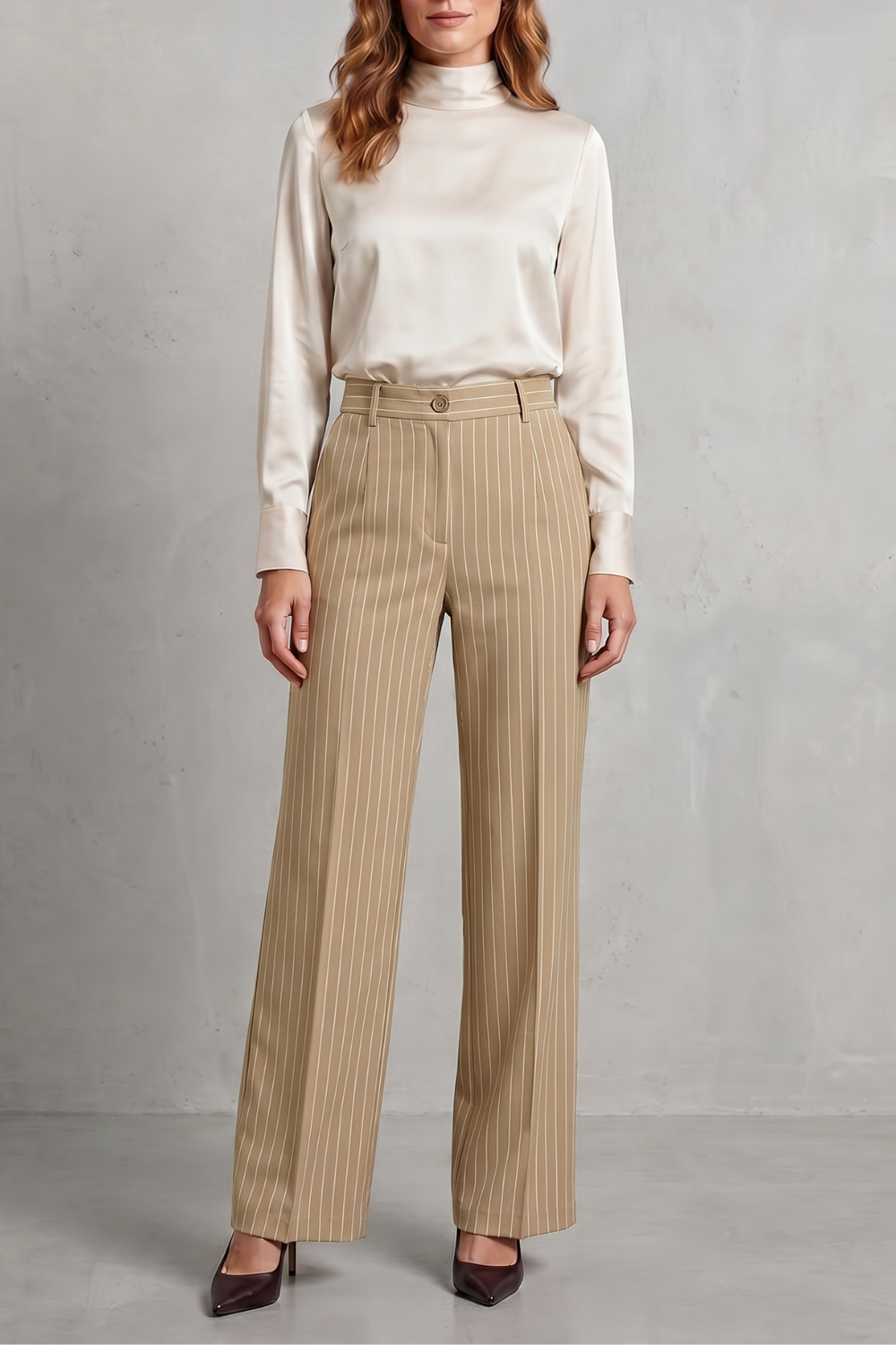 Women's Pinstripe Wide Leg Trousers – The Sapphirine, view 9