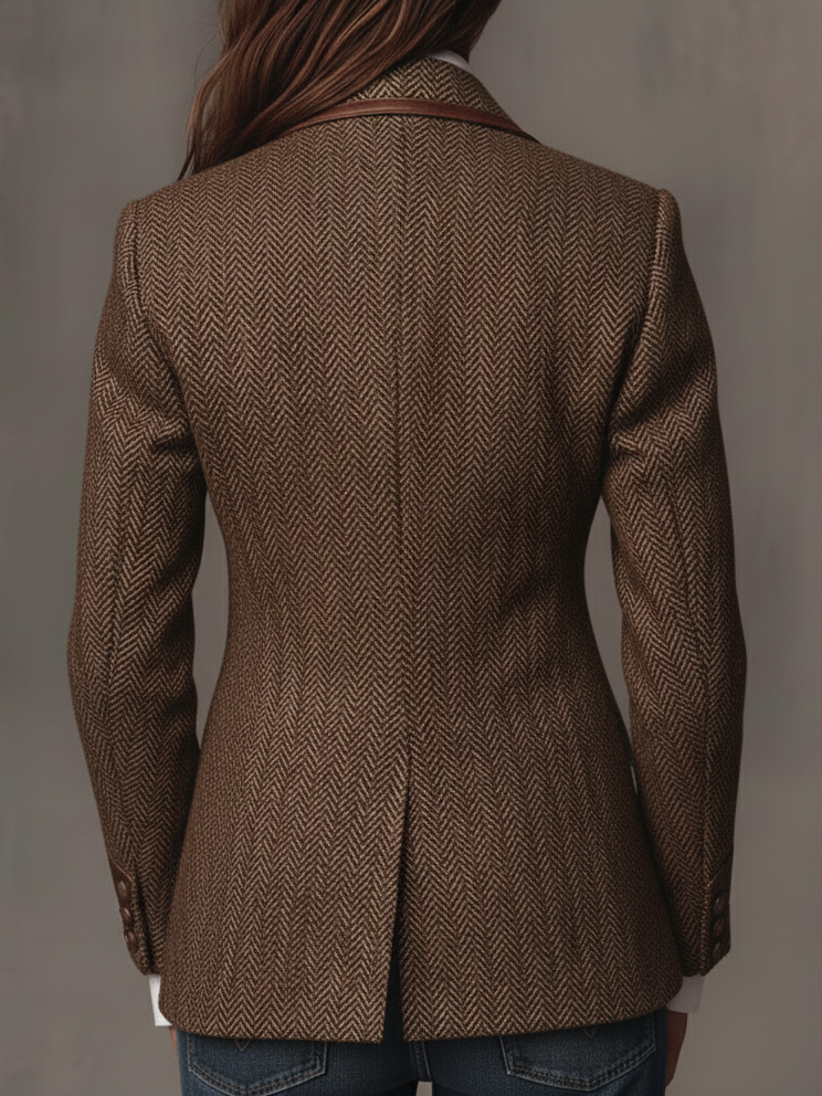 Women’s Brown Herringbone Tweed Blazer Jacket | The Wren
