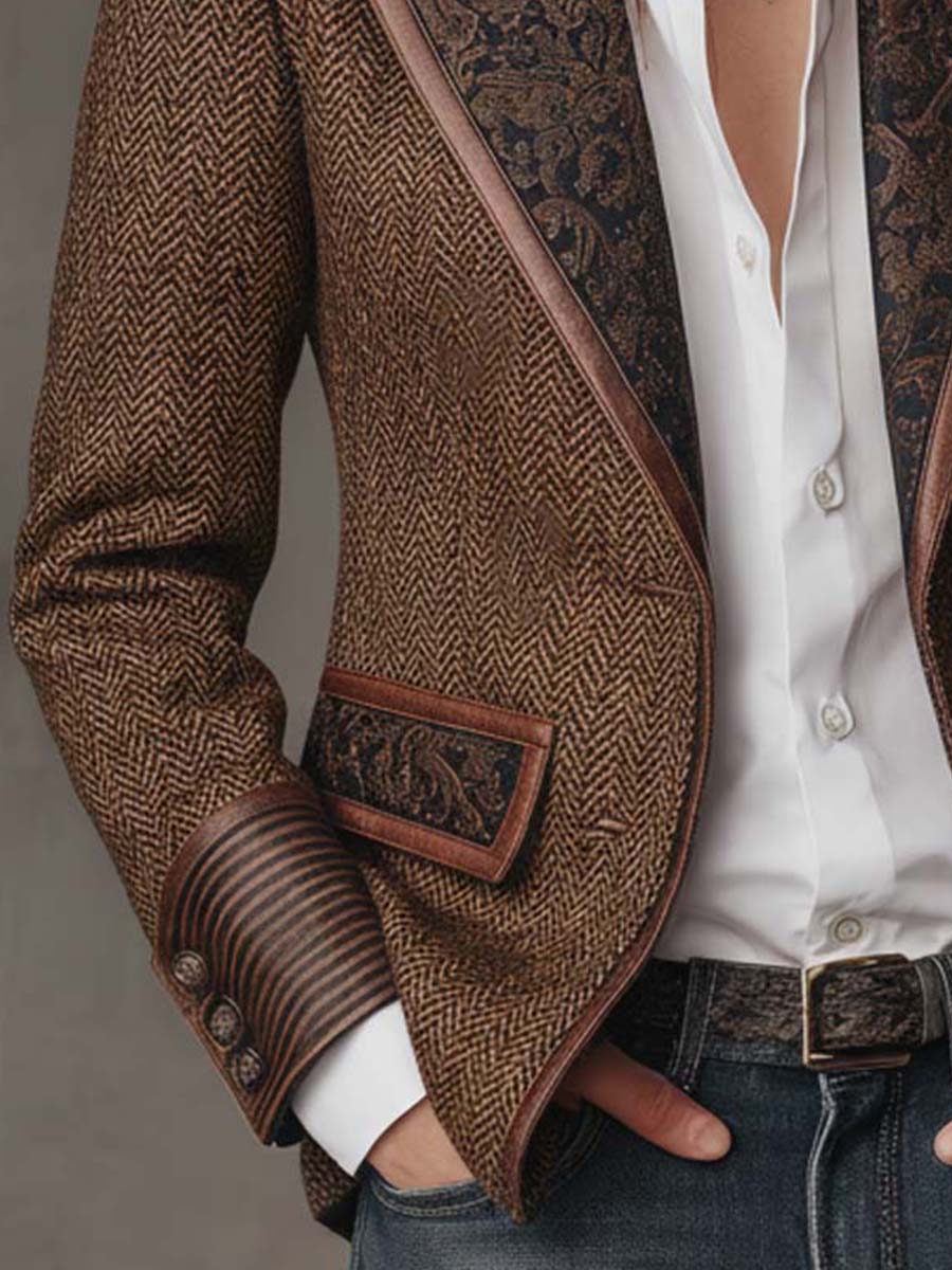 Women’s Brown Herringbone Tweed Blazer Jacket | The Wren