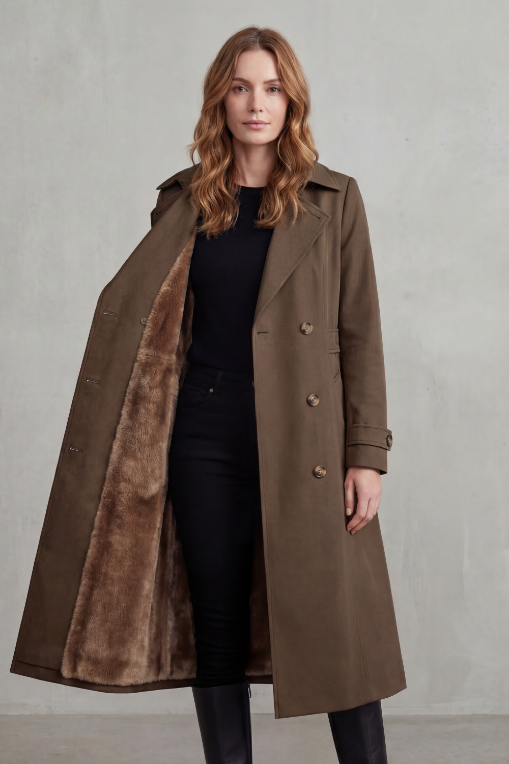 Women's faux fur trench – The Ginevra by Huna – view 12