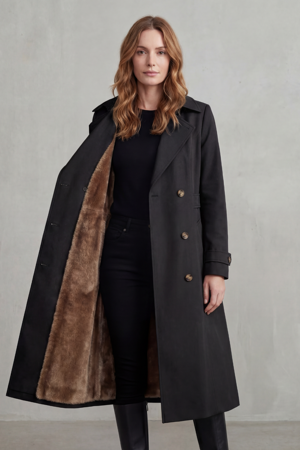 Women's faux fur trench – The Ginevra by Huna – view 14