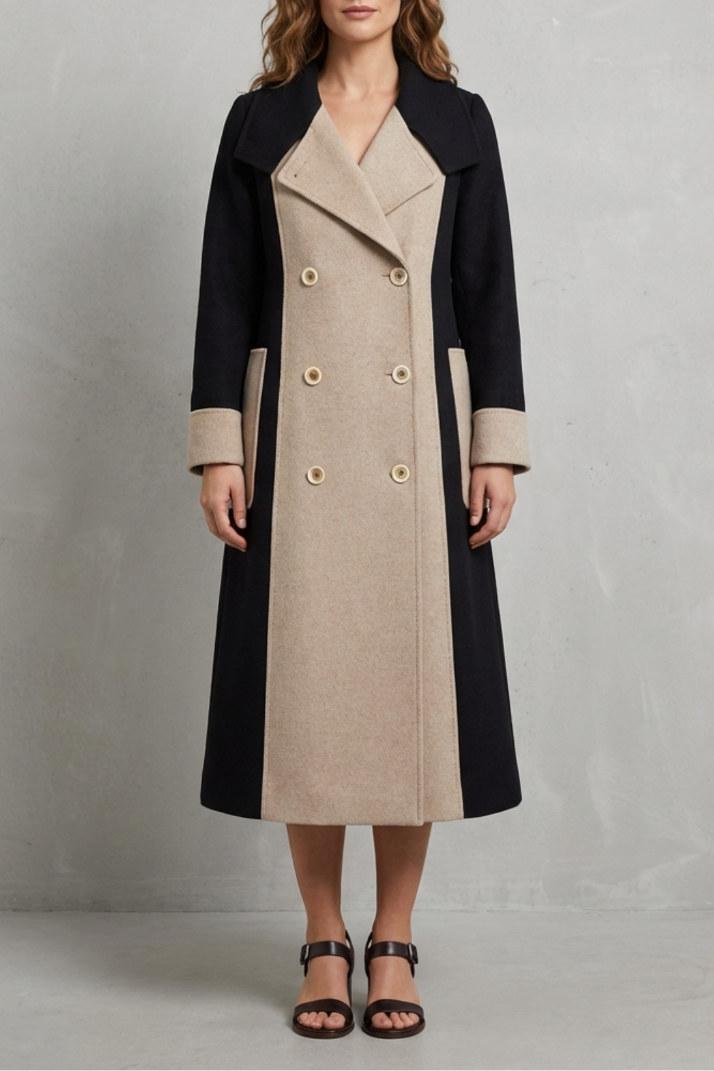 Women's Contrast Wool Blend Coat – The Seraphina-Joy – image 1 – Huna