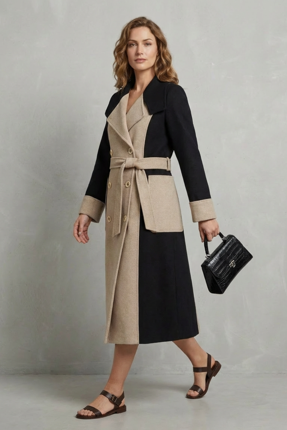 Women's Contrast Wool Blend Coat – The Seraphina-Joy – image 3 – Huna