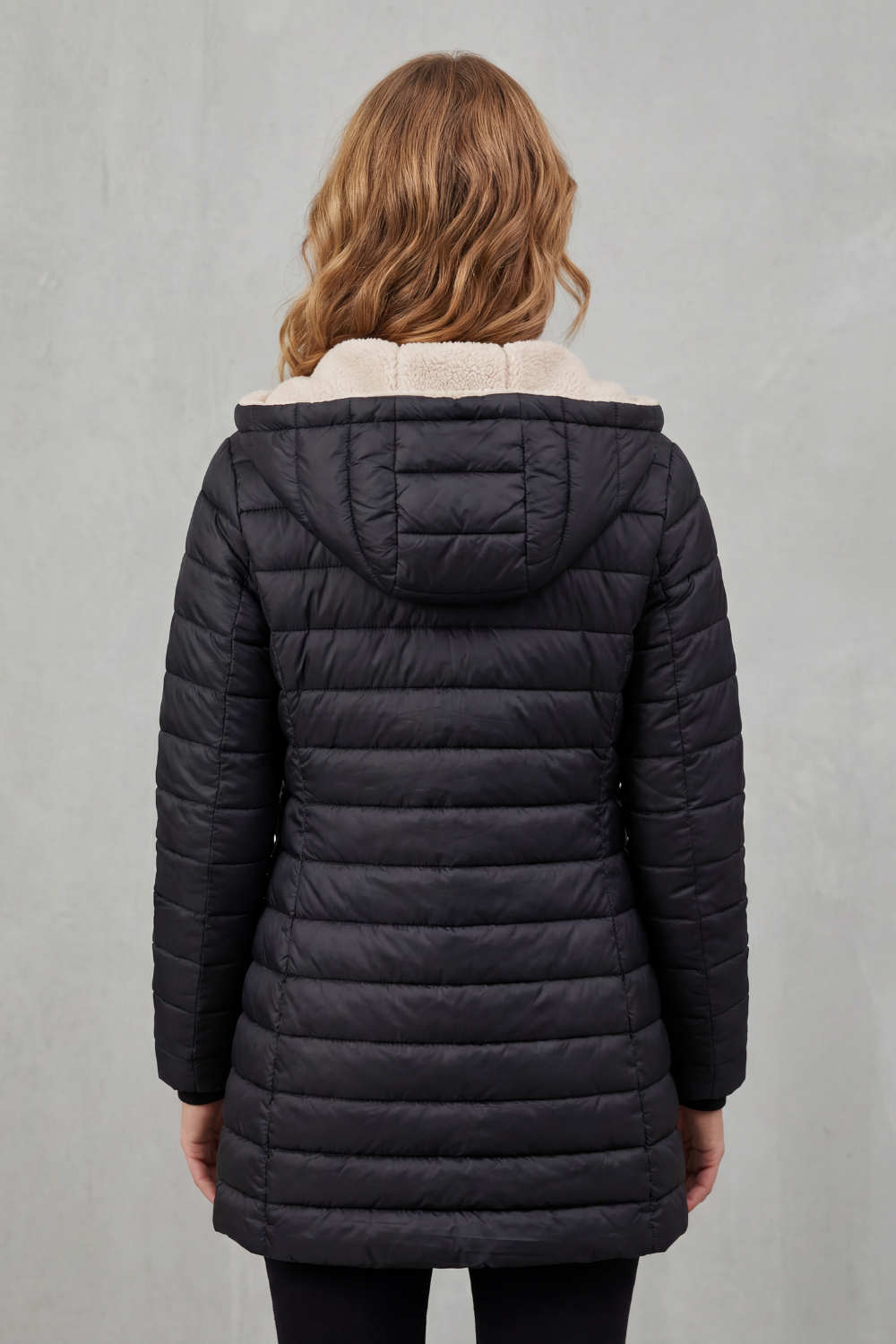 Women's Sherpa-Lined Hooded Puffer – The Yvette-Claire – image 4 – Huna