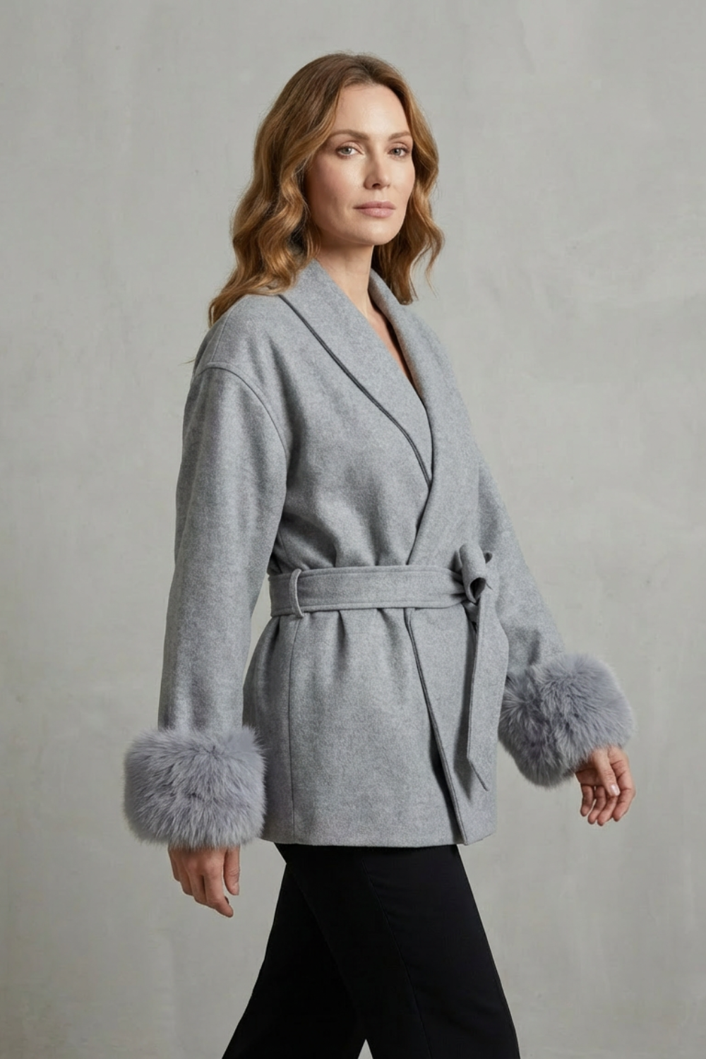 Women's Belted Wool Blend Coat – The Verity-Mae – image 3 – Huna
