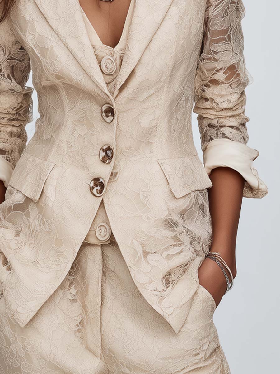 Women's Lace Blazer – Vintage Metal Buttons | The Odette | Huna