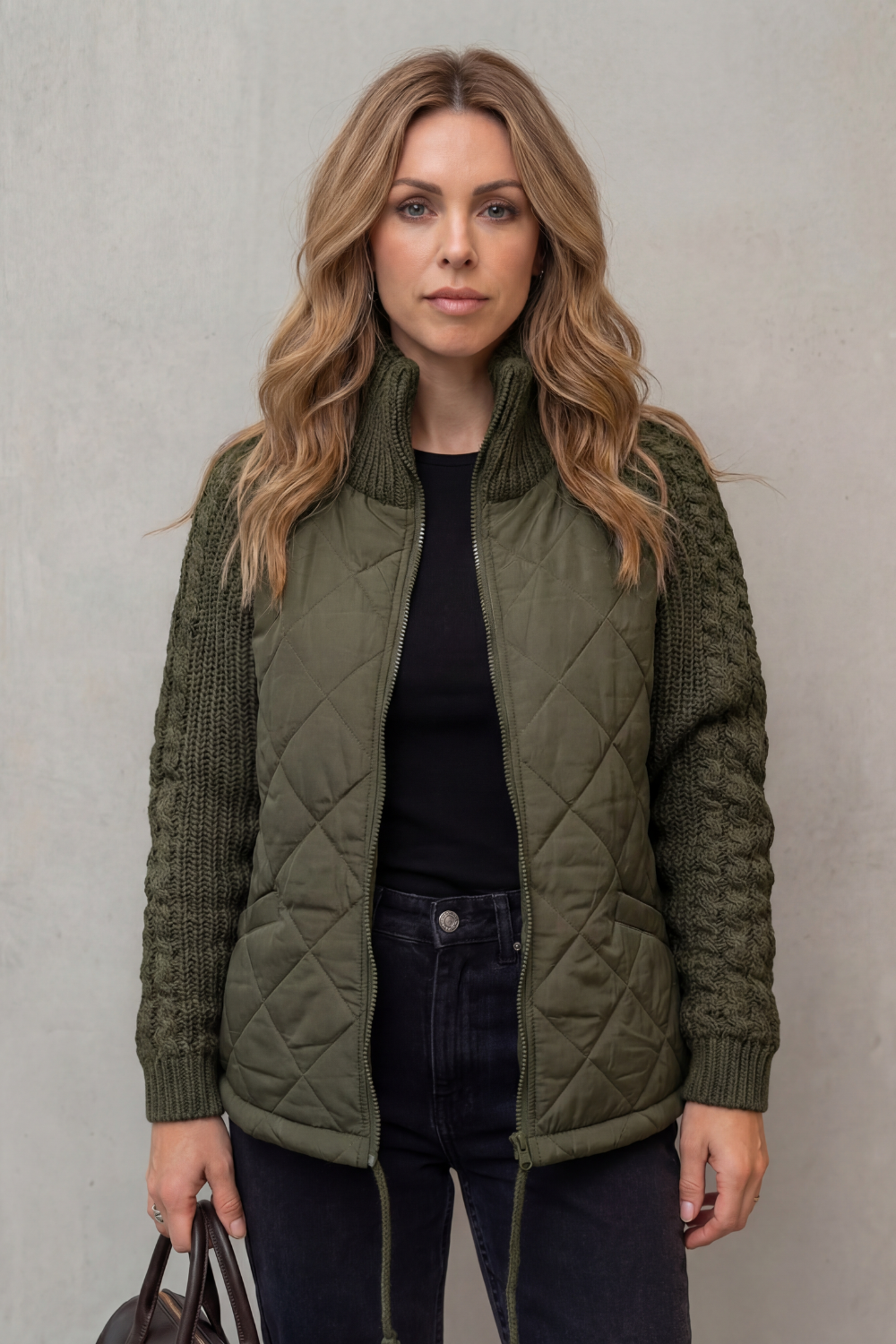 Women's Knit-Sleeve Puffer Jacket – The Winona-Jade – image 12 – Huna