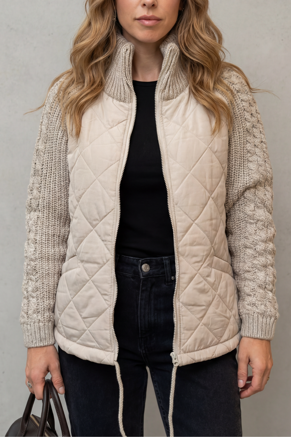 Women's Knit-Sleeve Puffer Jacket – The Winona-Jade – image 1 – Huna