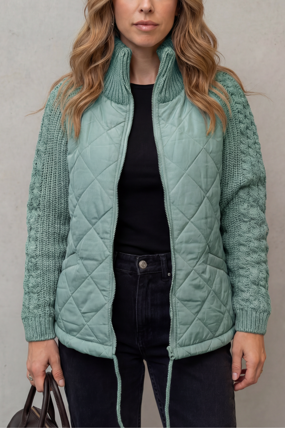 Women's Knit-Sleeve Puffer Jacket – The Winona-Jade – image 7 – Huna