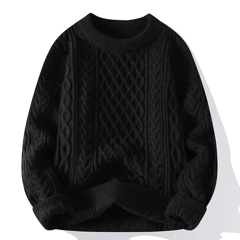 Women's Cable Knit Jumper UK – textured crew neck, view 2