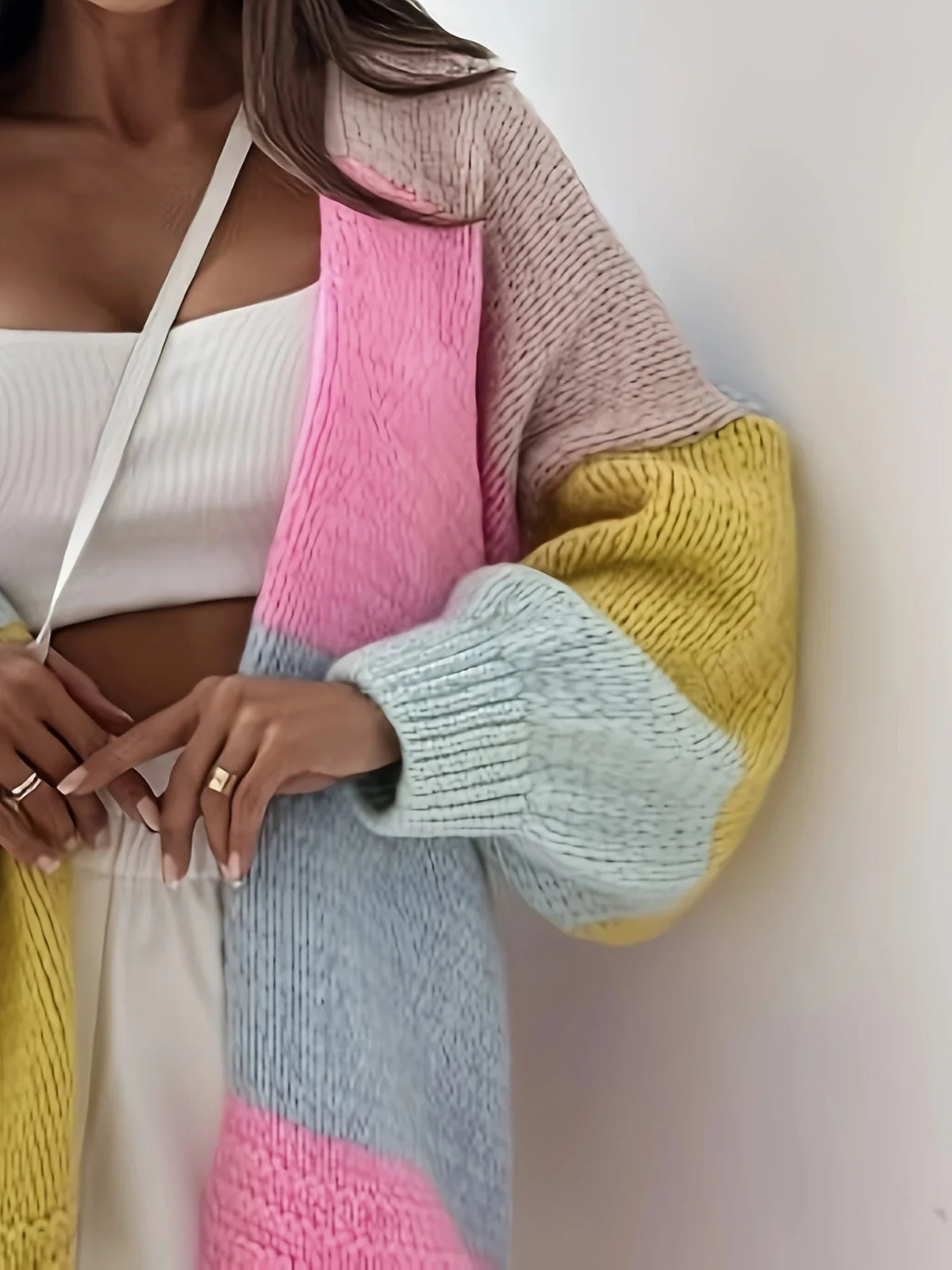Women's Colour Block Cardigan UK – statement knit, view 3