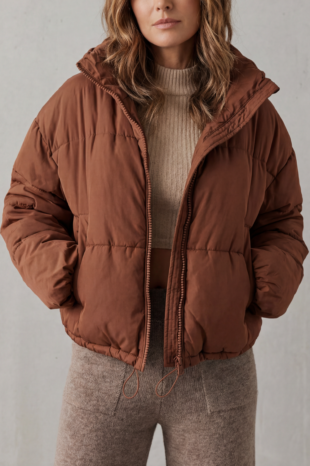 Women's Cropped Puffer Jacket – The Adeline-Faye – image 1 – Huna
