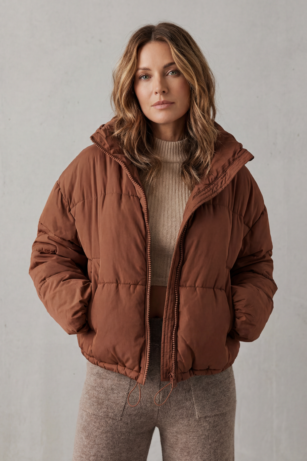 Women's Cropped Puffer Jacket – The Adeline-Faye – image 2 – Huna