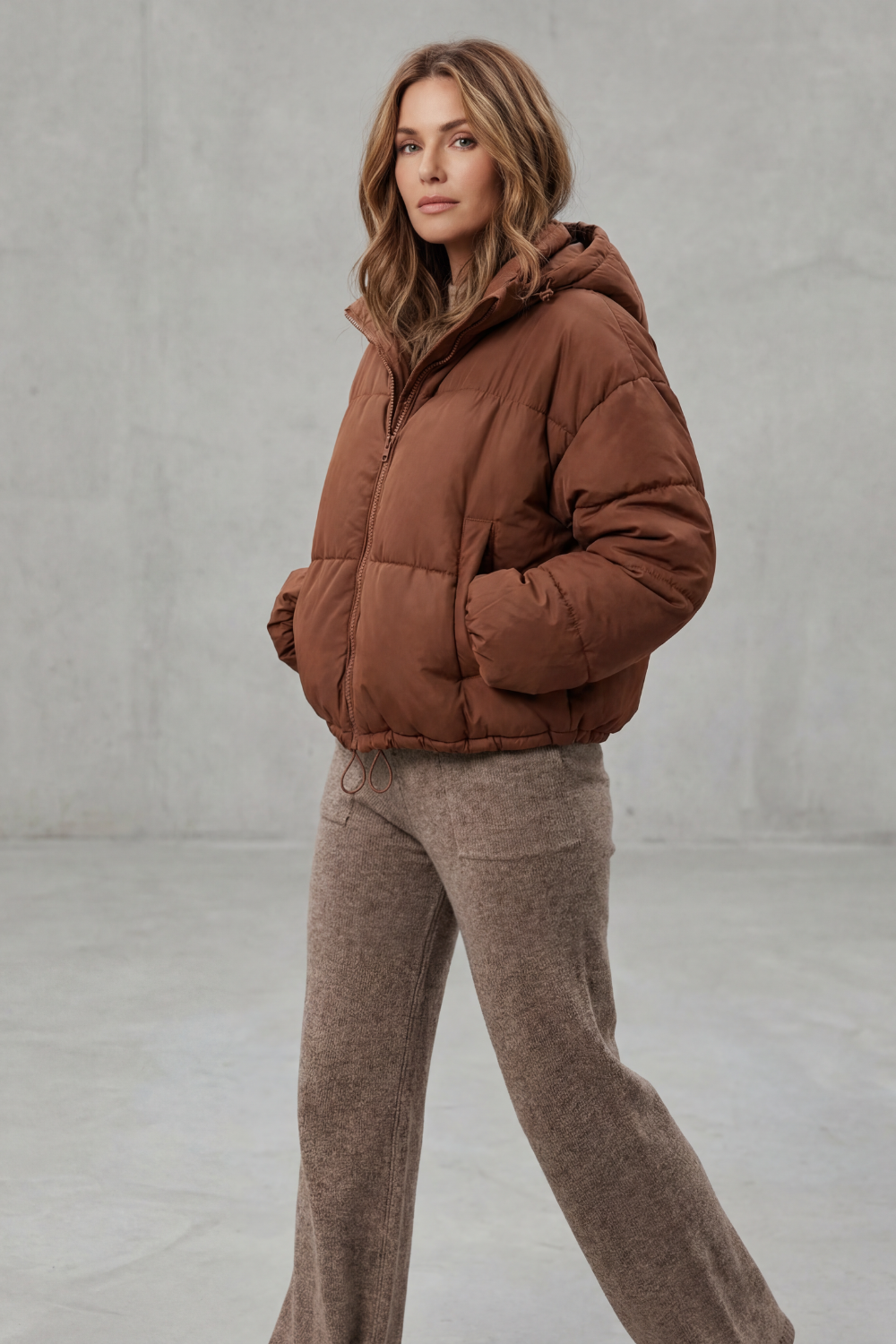 Women's Cropped Puffer Jacket – The Adeline-Faye – image 3 – Huna