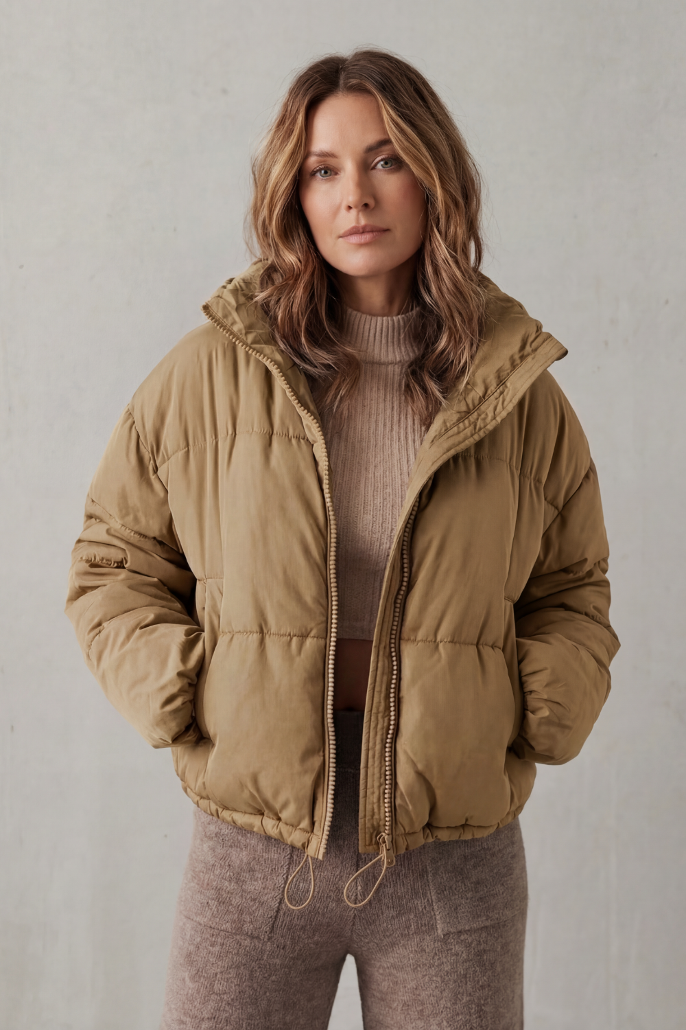Women's Cropped Puffer Jacket – The Adeline-Faye – image 5 – Huna