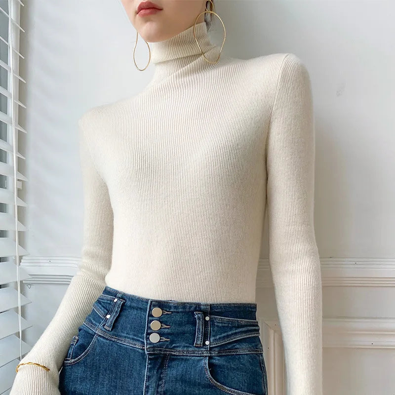 Women's Cashmere Roll Neck Jumper UK – lightweight layer, view 4