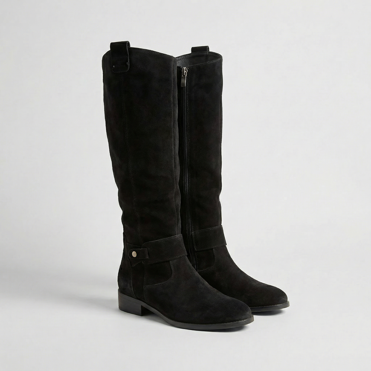 Women's Suede Look Slouch Boots UK – knee high low heel, view 5